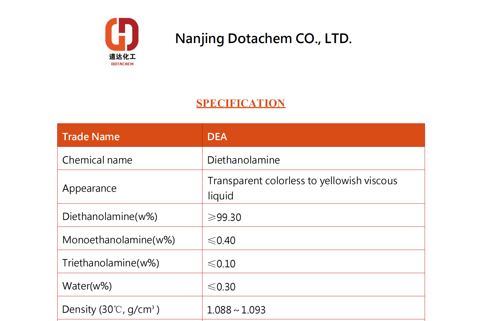 Diethanolamine DEA-TDS-Dotachem